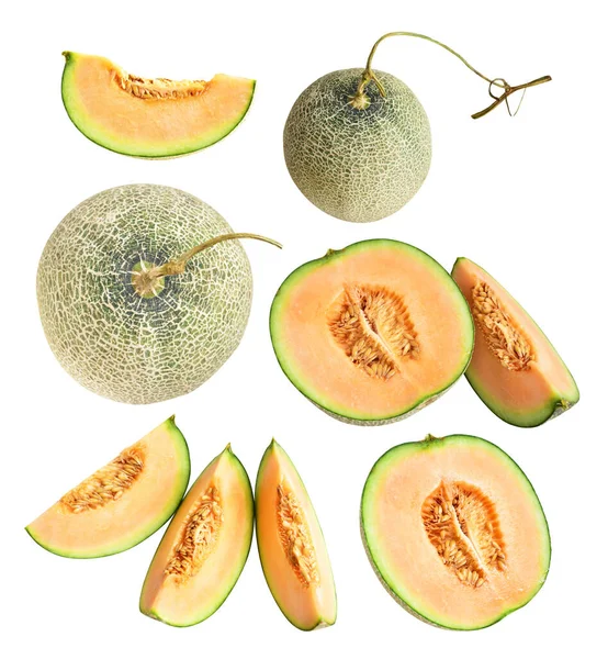 Cantaloupe Melon Japanese Fruit Isolated Clipping Path Shadow White Background — Stock Photo, Image