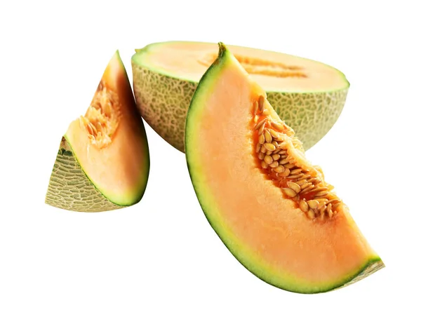 Cantaloupe Melon Japansk Frugt Isoleret Med Klipning Sti Ingen Skygge - Stock-foto