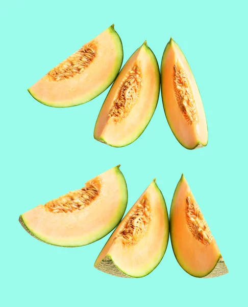 Cantaloupe Meloen Japans Fruit Geïsoleerd Met Clipping Pad Geen Schaduw — Stockfoto