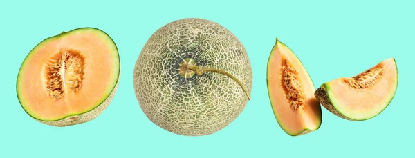 Kantaloupe Melon Japanska Frukt Isolerad Med Klippning Väg Ingen Skugga — Stockfoto