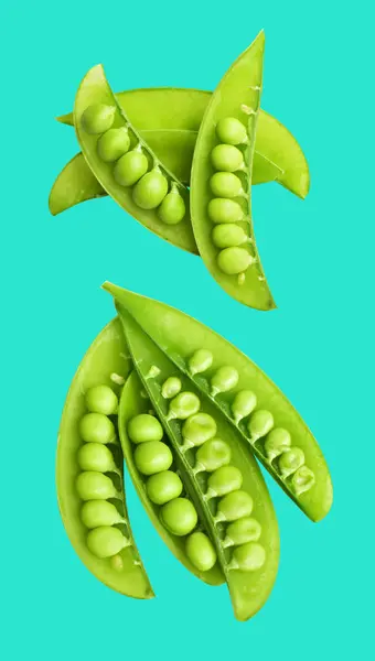 Green Peas Isolated Clipping Path Shadow Mint Background Cooking Ingredient — Stock Photo, Image