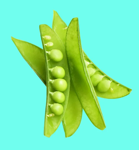 Green Peas Isolated Clipping Path Shadow Mint Background Cooking Ingredient — Stock Photo, Image