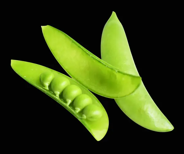 Green Peas Isolated Clipping Path Shadow Black Background Cooking Ingredient — Stock Photo, Image