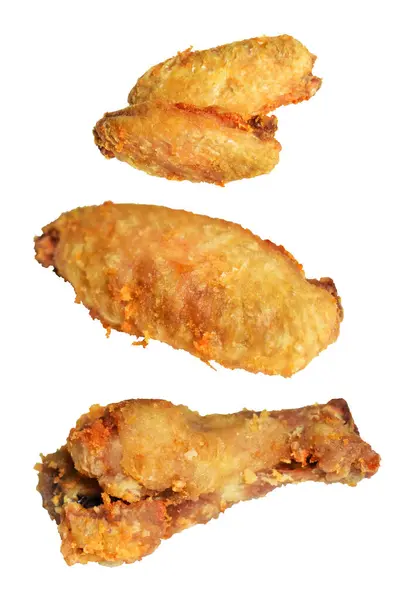 Gefrituurde Kippenvleugel Geïsoleerd Met Knippad Geen Schaduw Witte Achtergrond Fastfood — Stockfoto