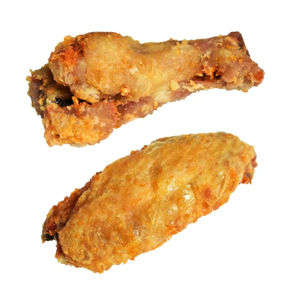 Fried Chicken Wing Isolated Clipping Path Shadow White Background Fast — Stock Photo, Image