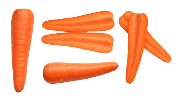 Морква Ізольована Відсічним Контуром Немає Тіні Білому Тлі Свіжі Сирі — стокове фото
