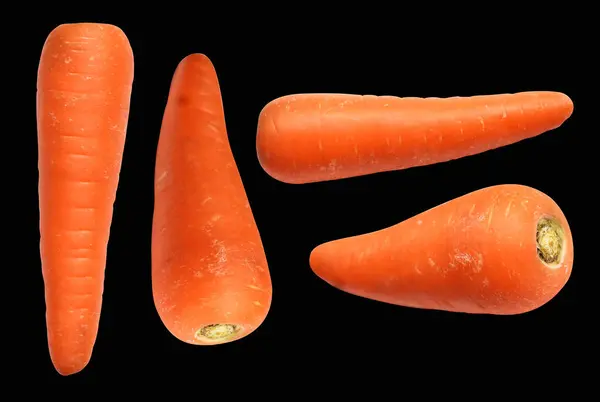 Морковь Изолирована Обрезкой Пути Тени Черном Фоне Свежие Сырые Овощи — стоковое фото