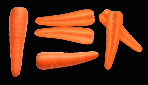 Carrot Isolated Clipping Path Shadow Black Background Fresh Raw Vegetables — Stock Photo, Image