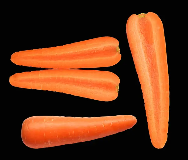 Καρότο Απομονωμένο Μονοπάτι Χωρίς Σκιά Μαύρο Φόντο Φρέσκα Ωμά Λαχανικά — Φωτογραφία Αρχείου
