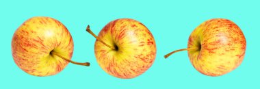 Kırmızı Gala elması kırpma yolu ile izole edilmiş, yeşil arka planda gölge yok, taze meyve