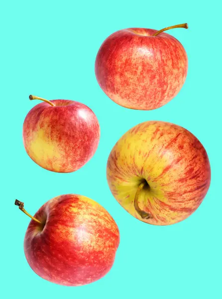 Κόκκινο Μήλο Gala Απομονώνονται Ψαλίδισμα Μονοπάτι Δεν Σκιά Πράσινο Φόντο — Φωτογραφία Αρχείου
