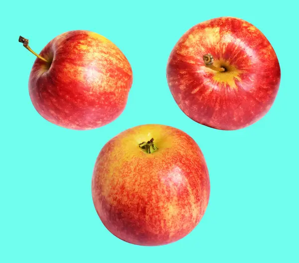 Κόκκινο Μήλο Gala Απομονώνονται Ψαλίδισμα Μονοπάτι Δεν Σκιά Πράσινο Φόντο — Φωτογραφία Αρχείου