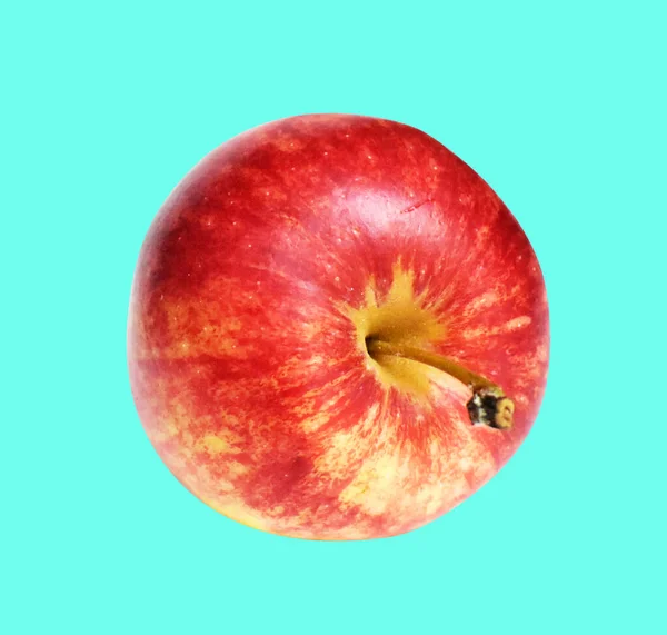 Roter Gala Apfel Isoliert Mit Schnittpfad Kein Schatten Grünen Hintergrund — Stockfoto