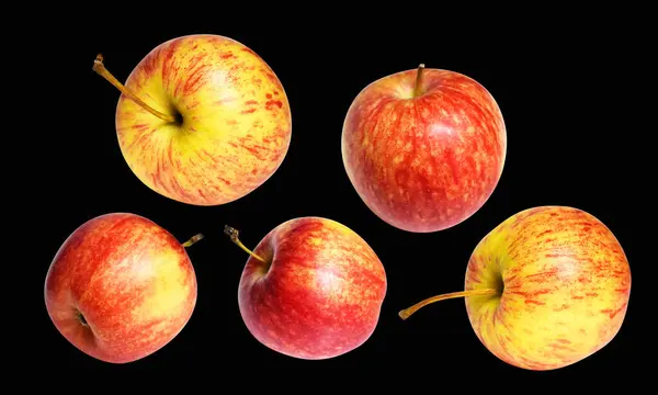 Czerwone Jabłko Gala Izolowane Ścieżką Wycinania Bez Cienia Czarnym Tle — Zdjęcie stockowe