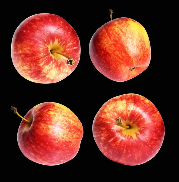 Κόκκινο Μήλο Gala Απομονωμένο Μονοπάτι Αποκοπής Χωρίς Σκιά Μαύρο Φόντο — Φωτογραφία Αρχείου