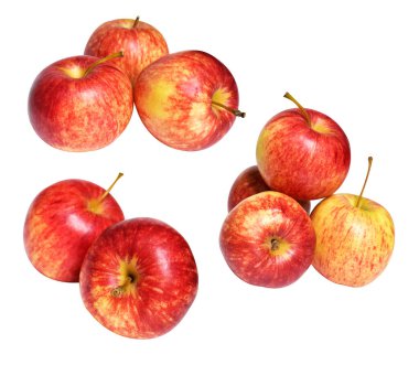 Kırmızı Gala elması kırpma yolu ile izole edilmiş, beyaz arka planda gölge yok, taze meyve