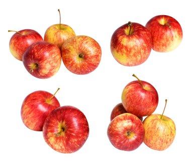 Kırmızı Gala elması kırpma yolu ile izole edilmiş, beyaz arka planda gölge yok, taze meyve