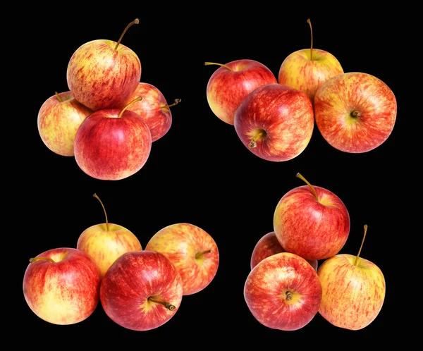 Červená Galavečer Jablko Izolované Výstřižkem Stezka Žádný Stín Černém Pozadí — Stock fotografie