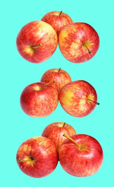 Czerwone Jabłko Gala Izolowane Ścieżką Wycinania Bez Cienia Zielonym Tle — Zdjęcie stockowe
