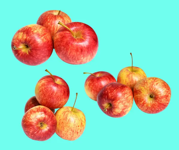 Röd Gala Äpple Isolerad Med Klippning Väg Ingen Skugga Grön — Stockfoto