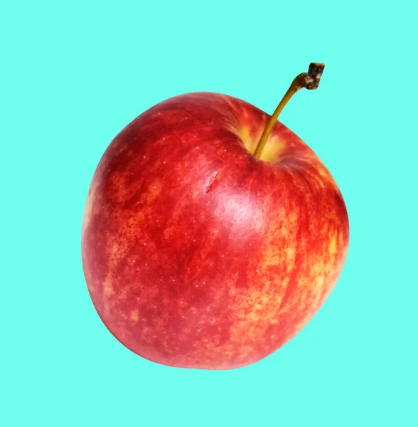 Kırmızı Gala Elması Kırpma Yolu Ile Izole Edilmiş Yeşil Arka — Stok fotoğraf