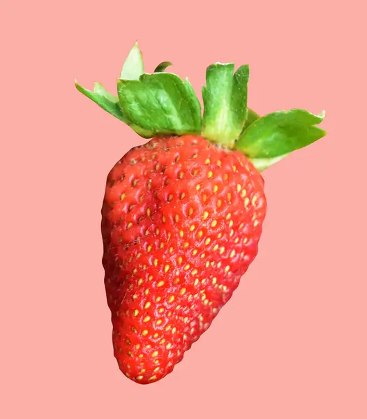 Fragola Isolata Con Percorso Ritaglio Senza Ombra Sfondo Rosa Frutta — Foto Stock