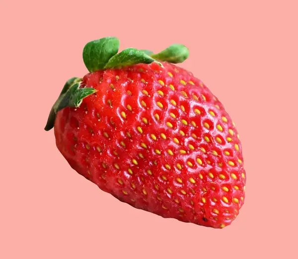 Φράουλα Απομονωμένη Μονοπάτι Χωρίς Σκιά Ροζ Φόντο Υγιή Φρέσκα Φρούτα — Φωτογραφία Αρχείου