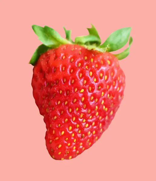 Erdbeere Isoliert Mit Schnittpfad Ohne Schatten Rosa Hintergrund Gesunde Frische — Stockfoto