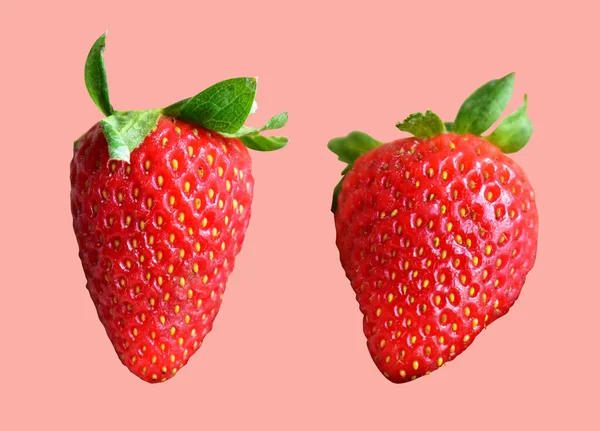 Strawberry Isolated Clipping Path Shadow Pink Background Healthy Fresh Fruit — Stock Photo, Image