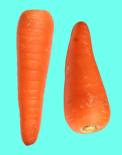Морква Ізольована Відсічним Контуром Немає Тіні Зеленому Фоні Свіжі Сирі — стокове фото