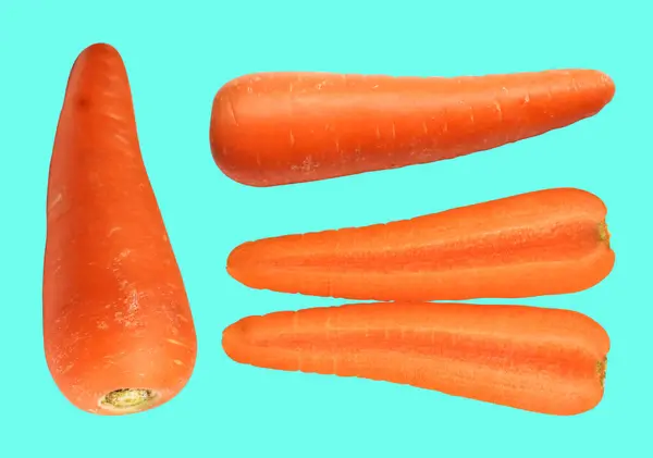 Морковь Изолированы Обрезки Пути Тени Зеленом Фоне Свежие Сырые Овощи — стоковое фото