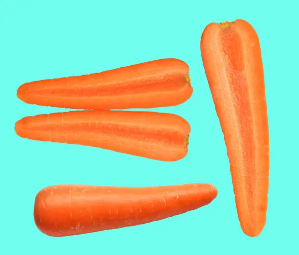 Carrot Isolated Clipping Path Shadow Green Background Fresh Raw Vegetables — Stock Photo, Image