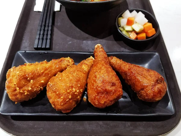 Krispig Stekt Kyckling Snabbmat Bakgrund — Stockfoto