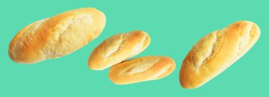 Kırpma yolu ile izole edilmiş ekmek, nane arkaplanda gölge yok, geleneksel ekmek 