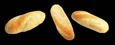 Kırpma yolu ile izole edilmiş ekmek, siyah arkaplanda gölge yok, geleneksel ekmek 