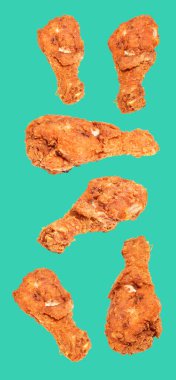 Kızarmış tavuk budu, kırpma yolu ile izole edilmiş, arka planda gölge yok, fast food.