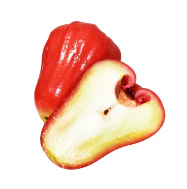 Kırpma yolu ile izole edilmiş kırmızı su elma meyvesi beyaz arka planda gölge yok, sağlıklı tropik meyve