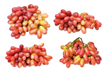 Kırmızı üzüm yalıtılmış, beyaz arka planda kırpma yolu olmayan, sağlıklı taze meyve.