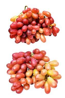 Kırmızı üzüm yalıtılmış, beyaz arka planda kırpma yolu olmayan, sağlıklı taze meyve.