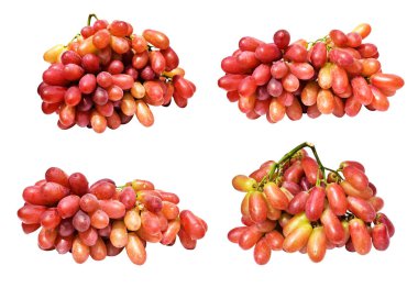 Kırmızı üzüm yalıtılmış, beyaz arka planda kırpma yolu olmayan, sağlıklı taze meyve.