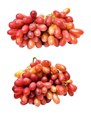 Kırmızı üzüm yalıtılmış, beyaz arka planda kırpma yolu olmayan, sağlıklı taze meyve.