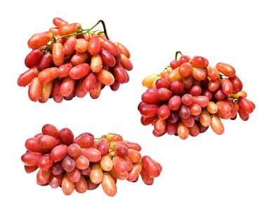 Kırmızı üzüm yalıtılmış, beyaz arka planda kırpma yolu olmayan, sağlıklı taze meyve.