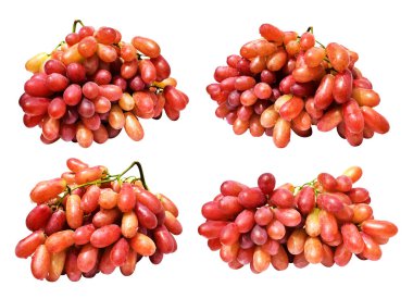 Kırmızı üzüm yalıtılmış, beyaz arka planda kırpma yolu olmayan, sağlıklı taze meyve.