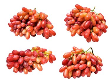 Kırmızı üzüm yalıtılmış, beyaz arka planda kırpma yolu olmayan, sağlıklı taze meyve.