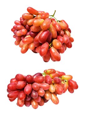 Kırmızı üzüm yalıtılmış, beyaz arka planda kırpma yolu olmayan, sağlıklı taze meyve.