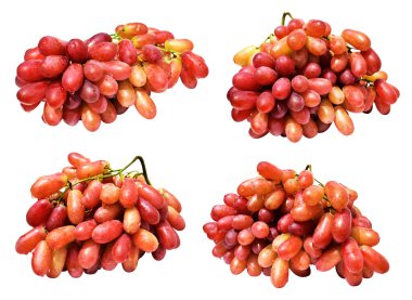 Kırmızı üzüm yalıtılmış, beyaz arka planda kırpma yolu olmayan, sağlıklı taze meyve.