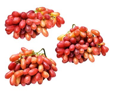 Kırmızı üzüm yalıtılmış, beyaz arka planda kırpma yolu olmayan, sağlıklı taze meyve.