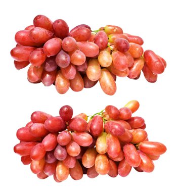 Kırmızı üzüm yalıtılmış, beyaz arka planda kırpma yolu olmayan, sağlıklı taze meyve.