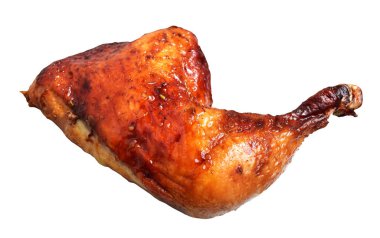 Izgara tavuk budu soslu, kesme yolu, beyaz arka planda gölge yok.