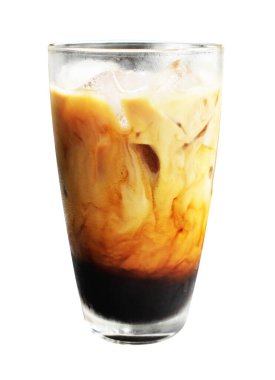 Milk coffee glass isolated with clipping path no shadow in white background, breakfast meal
